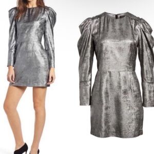Something Navy Shimmery Metallic Long Sleeve Mini Dress